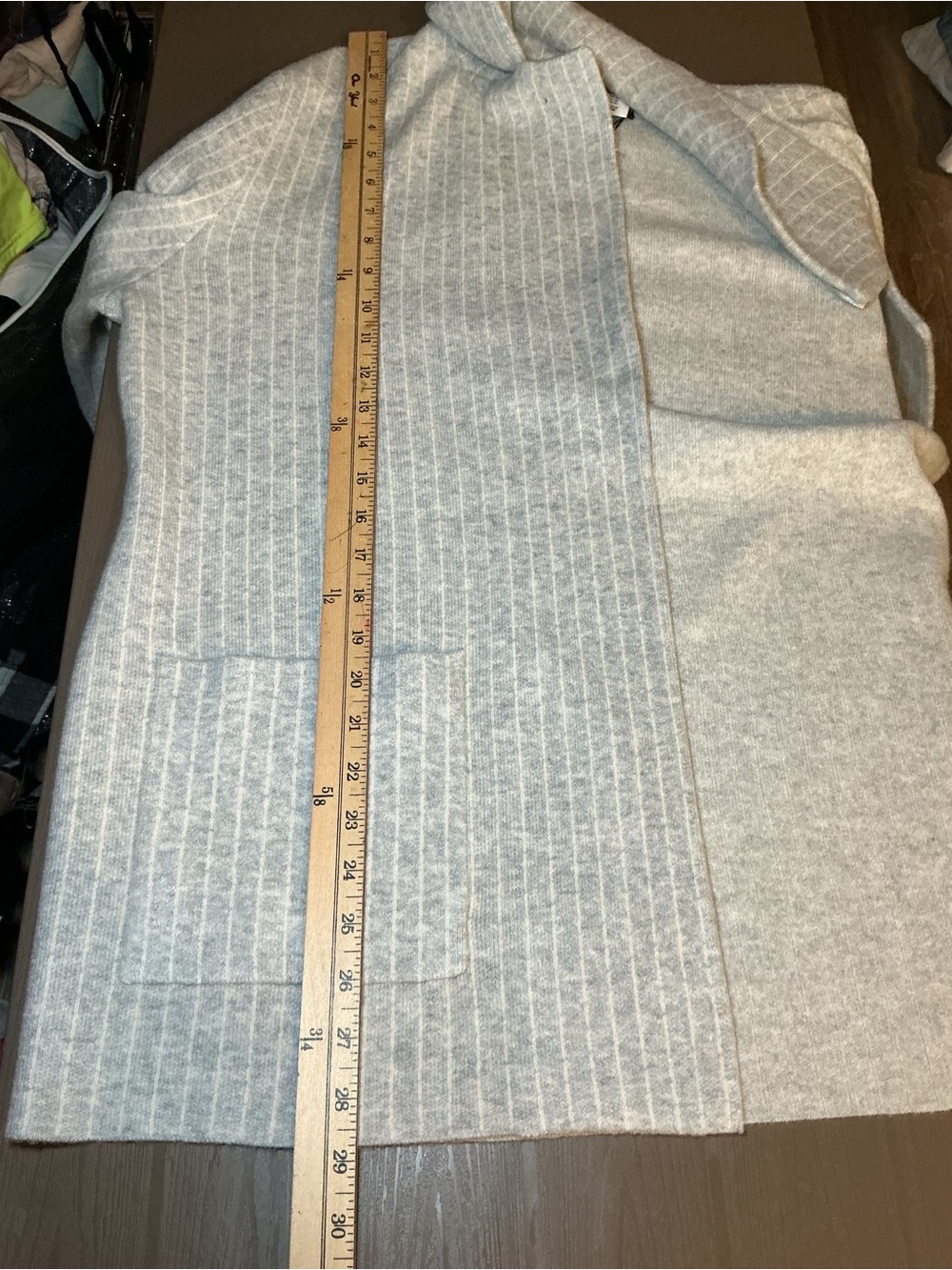 Light Gray Ribbed Open Front Cardigan Jacket - Picture 7 of 7